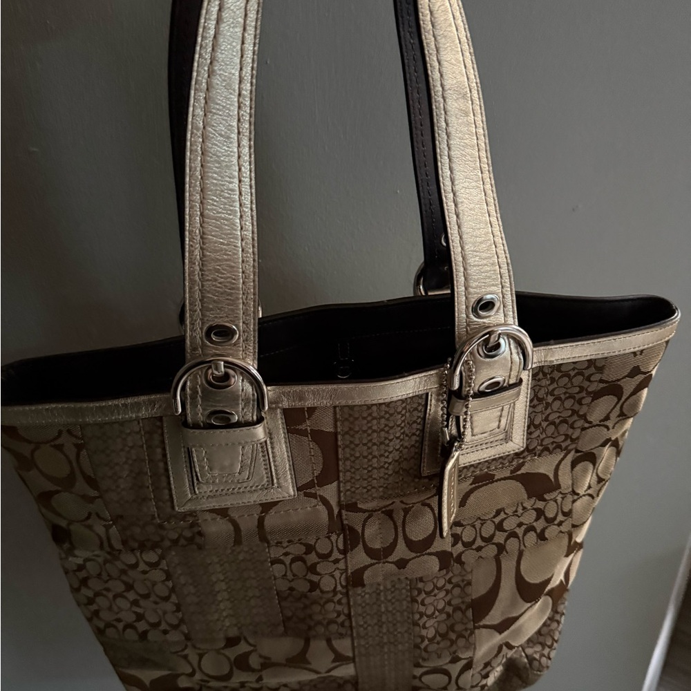 Coach Signature Brown and Tan Tote